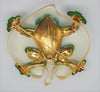 Trifari Frog Lilypad Lucite Jelly Belly Restrike Figural Pin Brooch - 1970s
