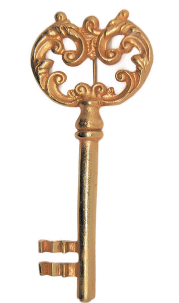 Coro Massive Key to the Queendom Vintage Costume Figural Pin Brooch