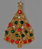 Christmas Branch Rhinestone Tree Figural Brooch - dates to 1970s