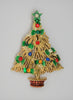 Christmas Bow Flocked & Rhinestone Ornaments Tree Vintage Figural Pin Brooch