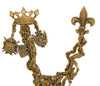 Corocraft Royal Fleur de Lis & Crown Charms Chatelaine Vintage Figural Brooch Set