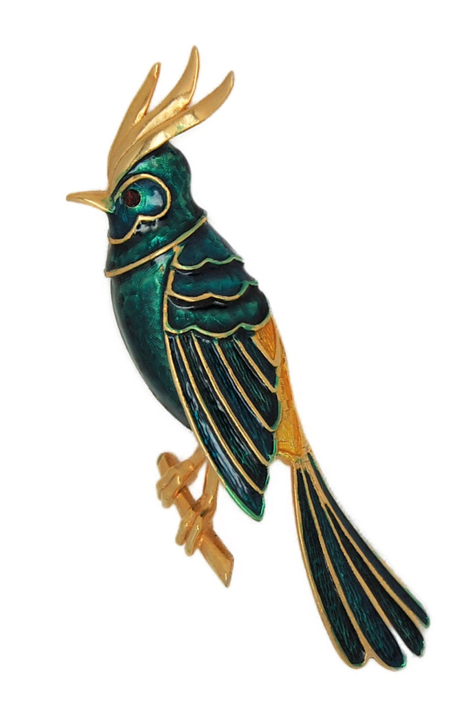 Boucher Blue & Green Enameled Bird Vintage Figural Pin Brooch
