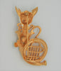 Corel Christmas Holiday Holly Cat Horn Vintage Figural Brooch