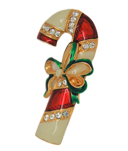 Christmas Holiday Candy Cane Ribbon Vintage Pin Brooch
