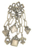 Dragon Dangle Chatelaine Silver Tone 6 Charms Vintage Figural Brooch