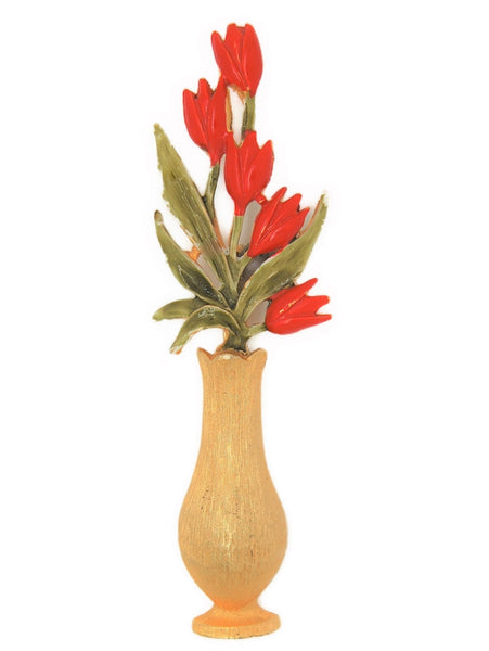 Marvella Floral Tulip Vase Vintage Figural Pin Brooch