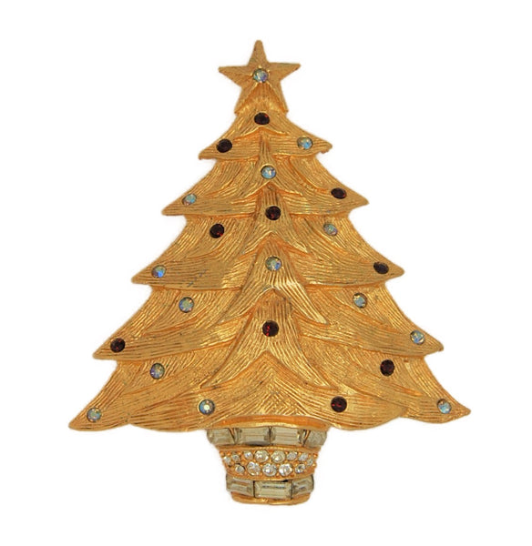 Bellini Christmas Multi-Level Gold Tone Holiday Vintage Figural Brooch