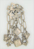 Dragon Dangle Chatelaine Silver Tone 6 Charms Vintage Figural Brooch