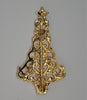 Danecraft Christmas Gold Tone Filagree Figural Tree Brooch -1980s