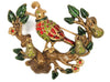 St John Partridge Pear Tree Christmas Holiday Figural Brooch - Rare & Mint
