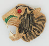 Nataly Roaring Tiger Enamel Stones Vintage Costume Figural Pin Brooch