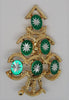 Gold Crown Faux Opal Christmas Tree Vintage Holiday Brooch