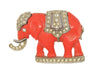 Carnegie Celluloid Coral Trunk Up Lucky Elephant Vintage Figural Pin Brooch