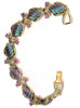 Coro Purple Aurora Swirl Stones 7 Link Vintage 1940s Bracelet