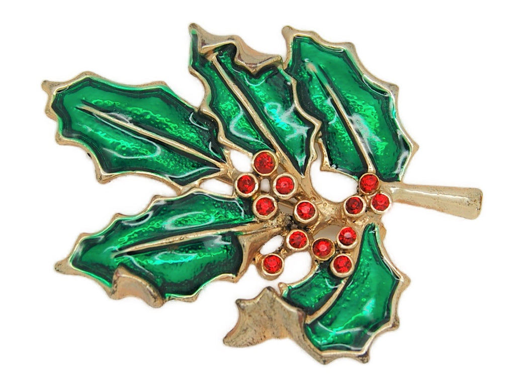 Holly & Berries Christmas Holiday Vintage Figural Costume Brooch