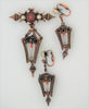 Hollycraft Dangle Christmas Lucite Lantern Brooch & Vintage Dangle Earrings