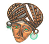 Deja Indian Mask Loop Jade Earrings Vintage Figural Pin Brooch