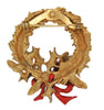 ART Pinecone Holly & Ribbon Holiday Wreath Vintage Figural Brooch