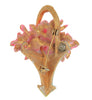 ART Baby Pink Floral Basket Vintage Figural Pin Brooch