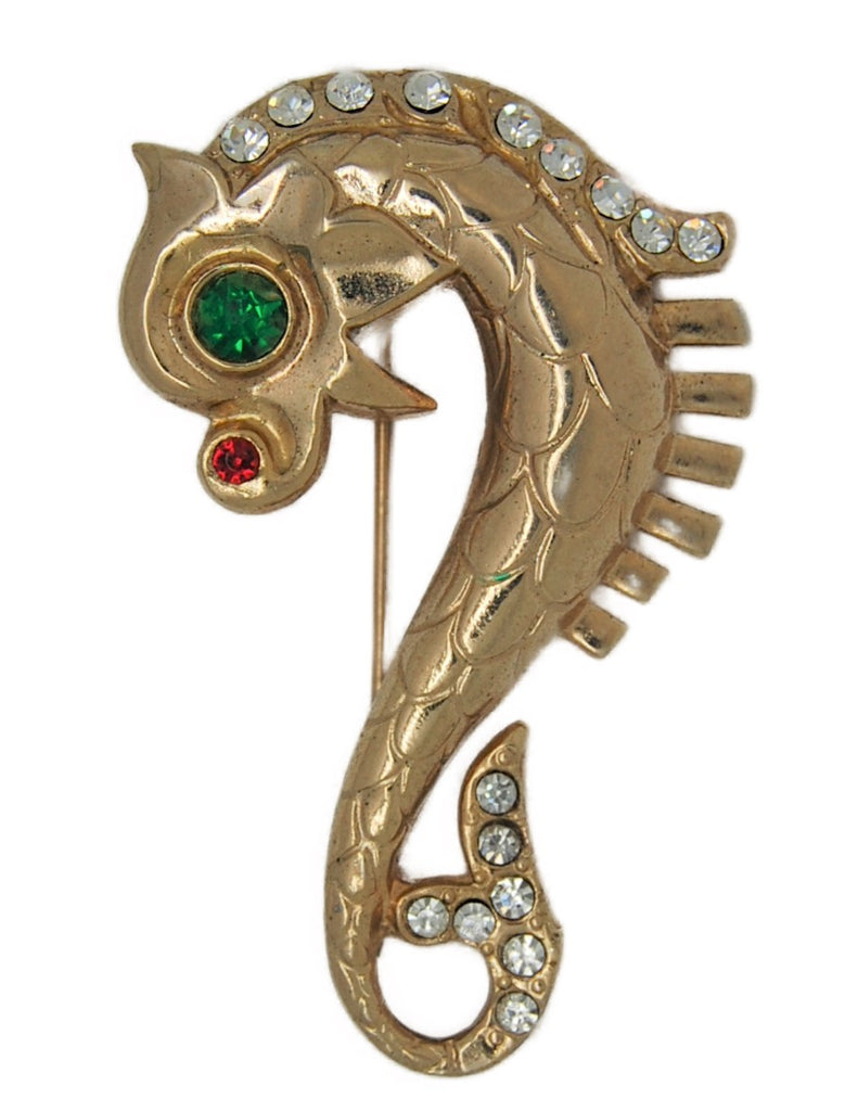 Coro Seahorse Mythical Creature Vintage Figural Pin Brooch