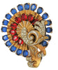 Mazer Dimensional Pinwheel Blue Red Icy Rhinestones Vintage Pin Brooch