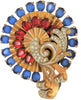 Mazer Dimensional Pinwheel Blue Red Icy Rhinestones Vintage Pin Brooch