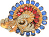 Mazer Dimensional Pinwheel Blue Red Icy Rhinestones Vintage Pin Brooch