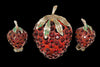 Austria Forbidden Fruit Ruby Red Strawberry Brooch & Earring Set