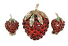 Austria Forbidden Fruit Ruby Red Strawberry Brooch & Earring Set