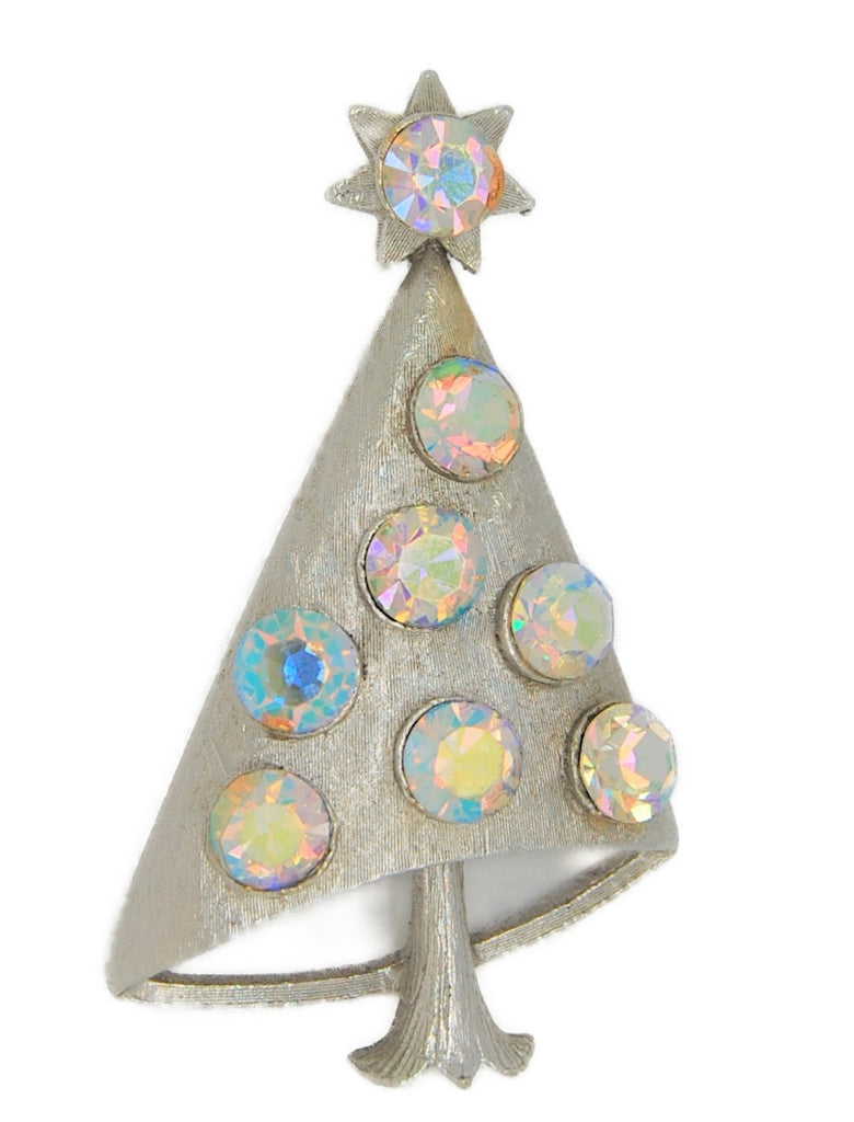 Mylu Pink AB Abstract Christmas Tree Vintage Figural Brooch