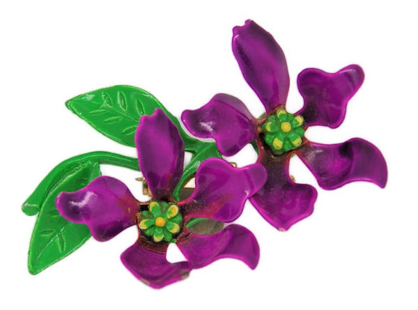 Violets & Leaves Dainty Floral Springtime Vintage Figural Pin Brooch