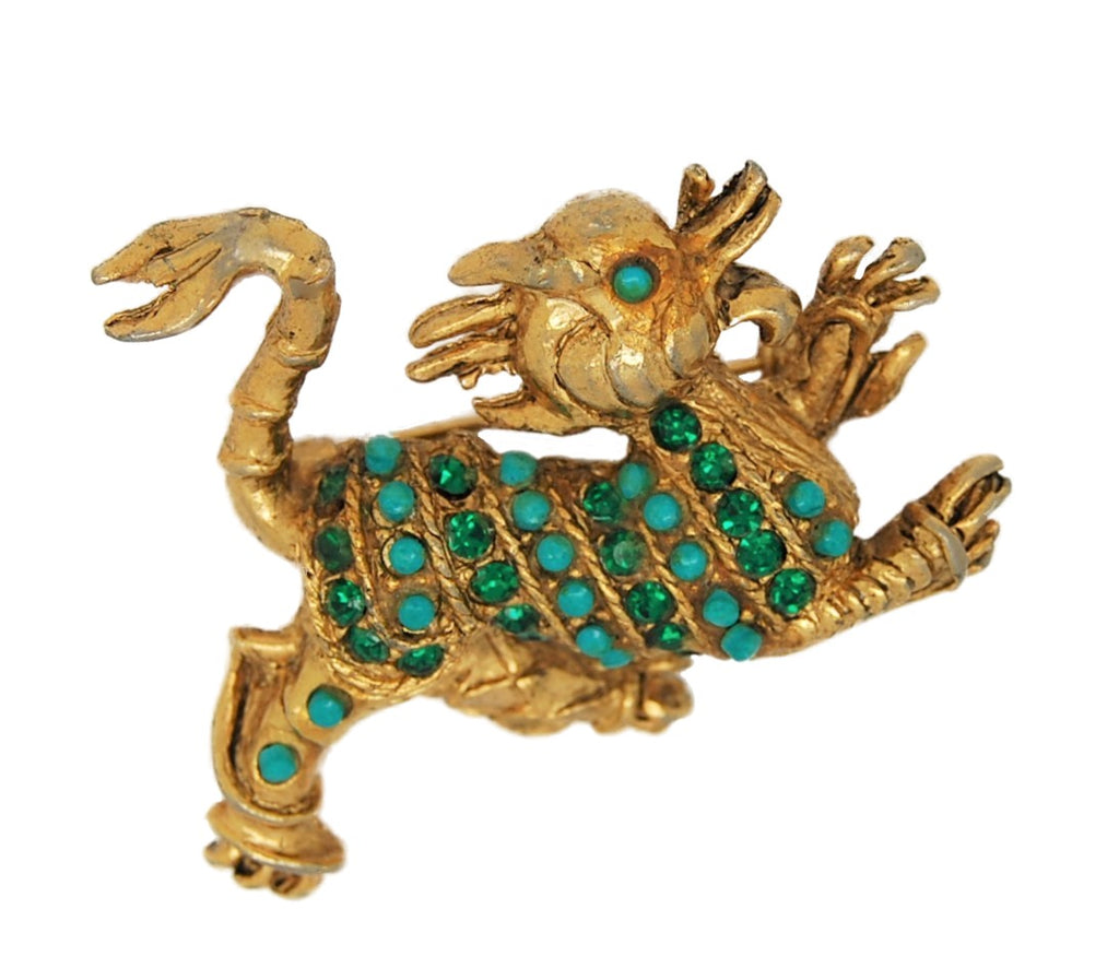 Vendome Fantasy Dragon Lion Dog Vintage Figural Pin Brooch