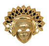 Empress Mask Sapphire & Icy Rhinestones Vintage Figural Brooch