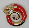 Panetta Dragon Leopard Panther Circle Vintage Figural Pin Brooch