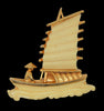 Carnegie Oriental Junk Boat Creamy White Vintage Figural Brooch - 50's