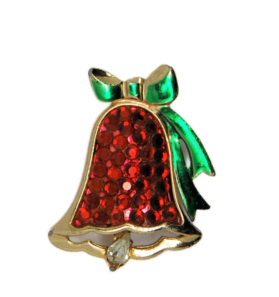 Beatrix BJ Christmas Holiday Bell Vintage Costume Figural Brooch