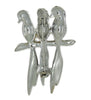 PELL Triple Birds on a Branch Pave Rhinestones Vintage Figural Pin Brooch