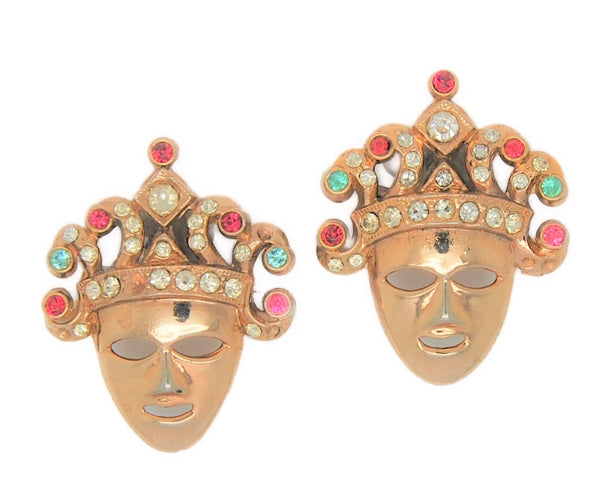 Coro Small Series Ornate Masks Scatter Set Vintage Figural Brooch Set