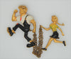 Lil Abner & Daisy Chatelaine Set Vintage Figural Pin Brooch