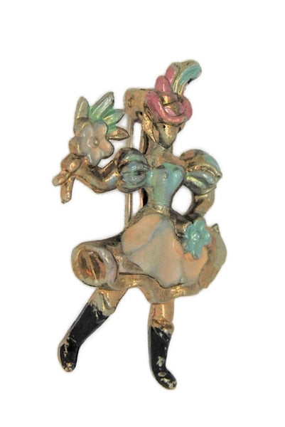Jolle Hess-Appel Flower Seller Girl Vintage Figural Pin Brooch