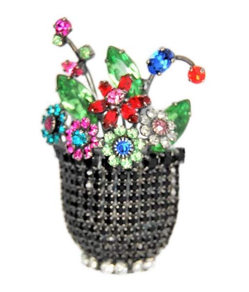Bauer Floral Bouquet Basket Urn Vintage Figural Pin Brooch - NIB