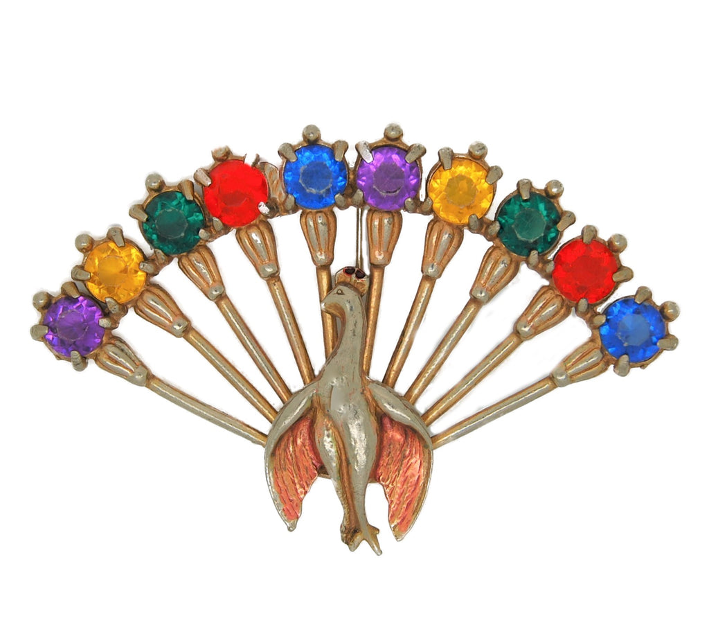 Art Deco Peacock Vintage Prong-Set Stone Tail Feathers Vintage Figural –  Mink Road Vintage Jewelry, Spheres & Gemstones