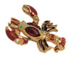 Bright Red Enamel & Rhinestones Trembler Lobster Crayfish Vintage Figural Brooch