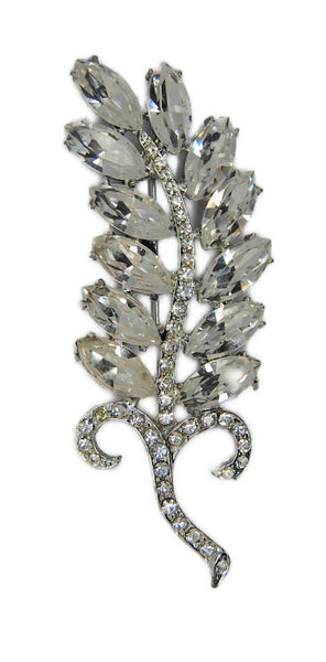 Mid-Century Sparkling Floral Spray Vintage Figural Brooch