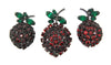 Joseph Warner Ruby Red Strawberry Fruit Vintage Brooch & Earrings Set
