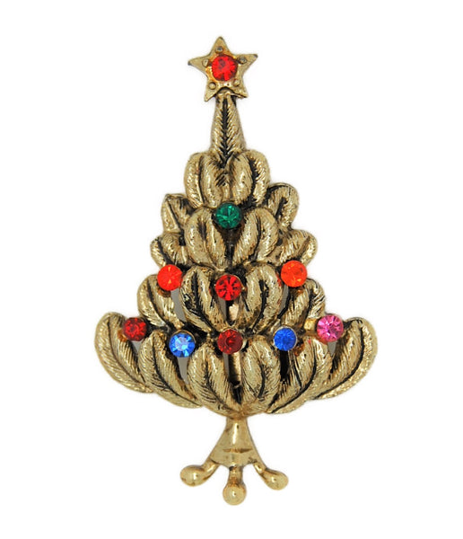 BJ Beatrix Banana Christmas Tree Vintage Figural Pin Brooch