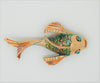 Bright Enamel & Rhinestone Finned Gold Fish Vintage Costume Figural Pin Brooch