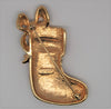 Monet Christmas Enamel Rhinestone Stocking Boot Figural Brooch