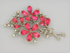 Trifari Bright Pink Floral Blossoms Vintage Costume Figural Pin Brooch