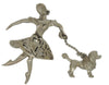 Lampl Heart Ballerina Walking Dog Vintage Figural Brooch Set